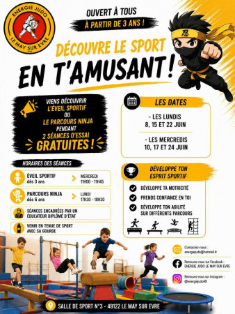 Nouvelles activités dès 3 ans "éveil sportif" et "Parcours Ninja"