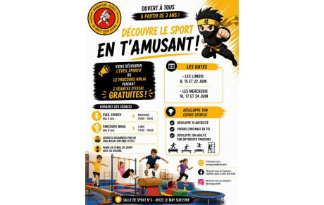 Nouvelles activités dès 3 ans "éveil sportif" et "Parcours Ninja"
